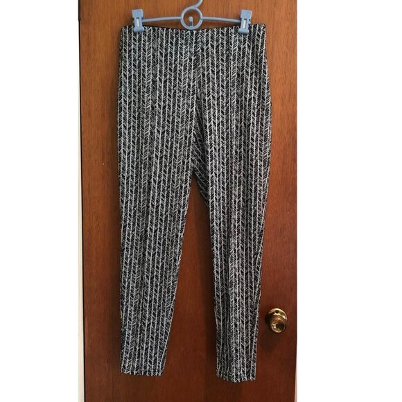 F. Forward, Black & White, herringbone pattern, stretchy, pull on, pants, Sz Lg - Picture 1 of 8